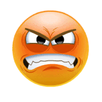 a smiley face with a very angry look on its face