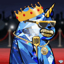 a cartoon drawing of a unicorn wearing a crown