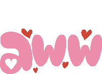 Aww Aww In Pink Bubble Letters With Hearts Around Sticker - Aww Aww In Pink Bubble Letters With Hearts Around So Cute Stickers