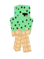 a minecraft character that looks like an ice cream cone with a mint chip topping