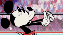 a cartoon of mickey mouse wearing sunglasses and a red and white shirt