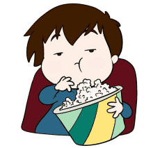 popcorn cartoon watching eating popcorn spill the tea