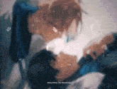 a painting of two people kissing with the words deslumbras me demumbas on the bottom