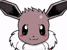 a pixel art drawing of an eevee with big ears and big eyes