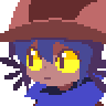 a pixel art of a person wearing a hat
