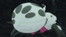 a white cartoon spider with black spots on it 's body