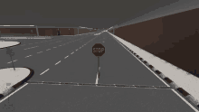 a stop sign is in the middle of the road