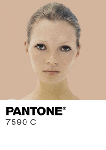 a picture of a woman 's face with pantone 5759 c written on it