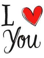 a sign that says i love you with a red heart on it