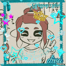 a picture of a girl with a crown on her head and the words girlypopcutie diva on the bottom