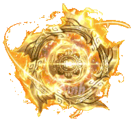 a circle of fire with a clock in the center