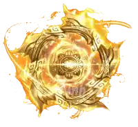 a circle of fire with a clock in the center