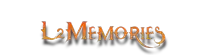 a logo for l2 memories has a shadow on the white background