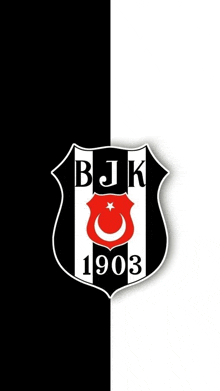 a black and white logo for a soccer team called bjk 1903 on a black and white background .