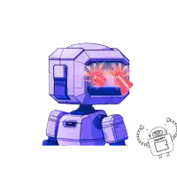 a cartoon of a robot with the word chatbot on it