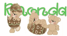 three teddy bears are standing in front of the word reggia