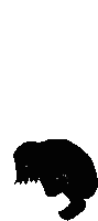 a black and white drawing of a person kneeling down on a white background