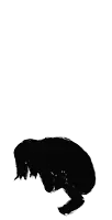 a black and white drawing of a person kneeling down on a white background