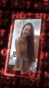 a picture of a woman is surrounded by the words hot hot hot hot