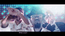a man in a hat and glasses says " what a pun "
