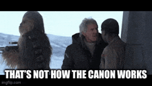 a scene from star wars with chewbacca and harrison ford