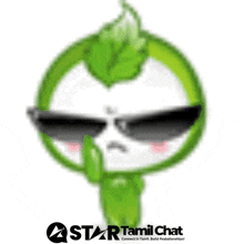 a star tamil chat sticker with a green cartoon character
