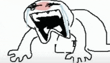 a drawing of a person with their mouth open and tears running down their face