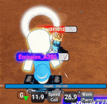 a screenshot of a video game with emirates a380 at the top of the screen