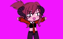 a cartoon character with horns and a red shirt and tie