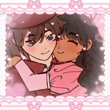a drawing of a boy and a girl hugging