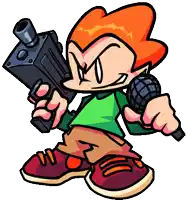 a cartoon character with a gun and a microphone