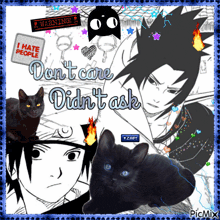 a collage of anime characters with the words " don t care didn 't ask "