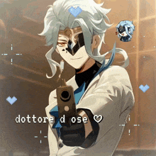 a drawing of a man holding a gun with the words dottore d ose written below him