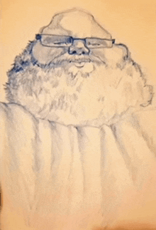 a pencil drawing of a man with glasses and a beard