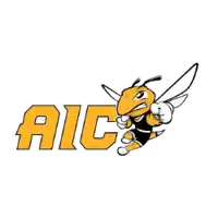 a logo for aic with a bee mascot on a white background