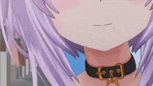 a close up of a person wearing a choker