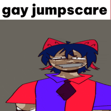 a cartoon drawing of a person with the words gay jumpscare above it