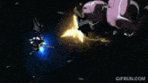a gif from gifrun.com shows a robot flying through the air