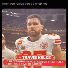 a football player with the name travis kelce on the front