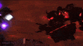 a computer generated image of a robot with horns and a purple background