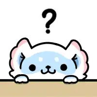 a cartoon cat with a question mark above its head