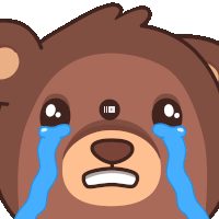 a cartoon of a teddy bear crying with tears coming out of its eyes