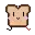 a pixel art illustration of a slice of bread with a face .