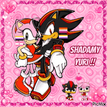 shadow and amy from sonic the hedgehog holding hands