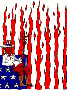 a cartoon of a man sitting on an american flag holding a cane with the number 1776 on it
