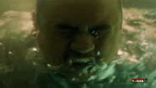 a close up of a man 's face in a bathtub with the word full below him