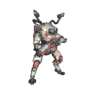 a robot is standing on its hind legs on a white background and looking at the camera .