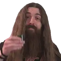 a man with long hair and a beard is wearing a t-shirt that says ' ufc ' on it