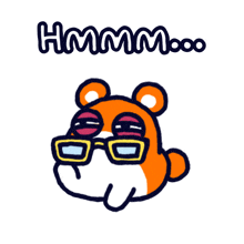 a cartoon of a hamster wearing glasses and the words hmm