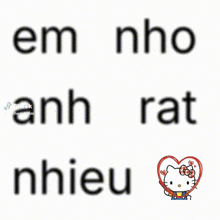 a picture of a hello kitty with the words em nho anh rat nhieu